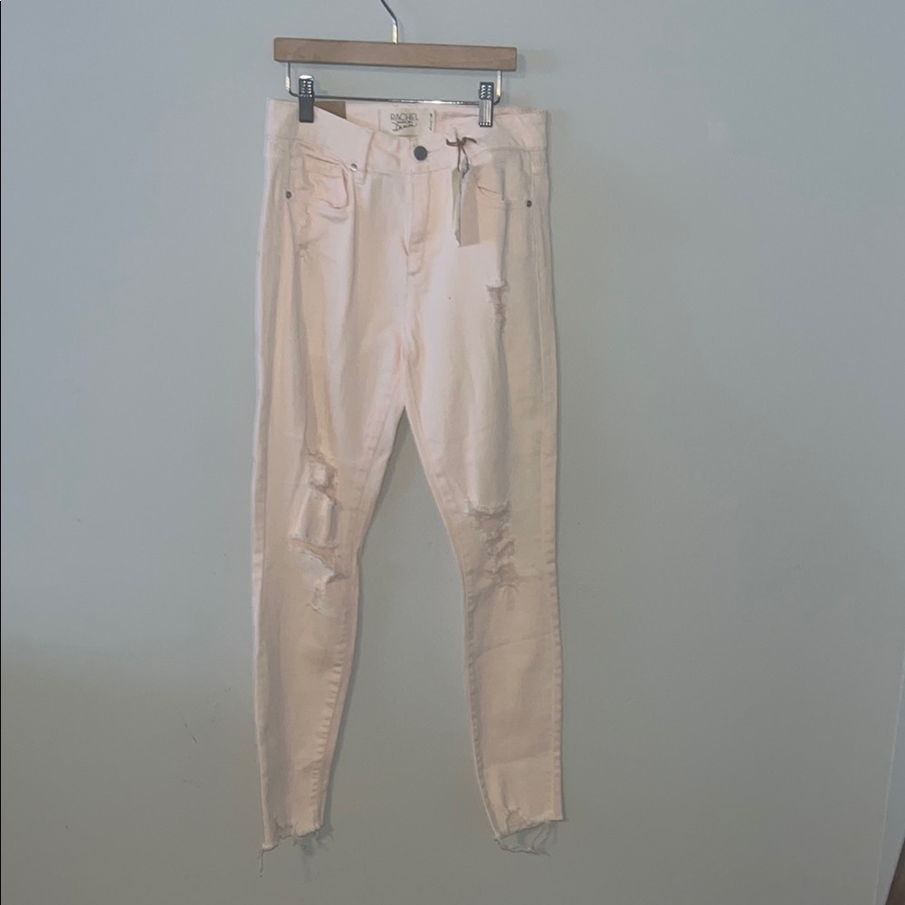 Trendy Light Pink Ripped Jeans